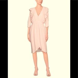 MASSCOB elegant cotton plunge pink dress, large